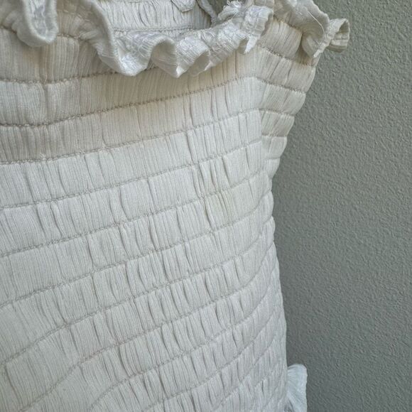 Reformation White Leonore Smocked Ruched Feminine aromantic Tank Top Size Large - Picture 5 of 8